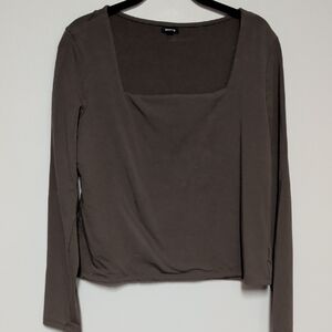 Express Chic Long Sleeve Square Neck Top